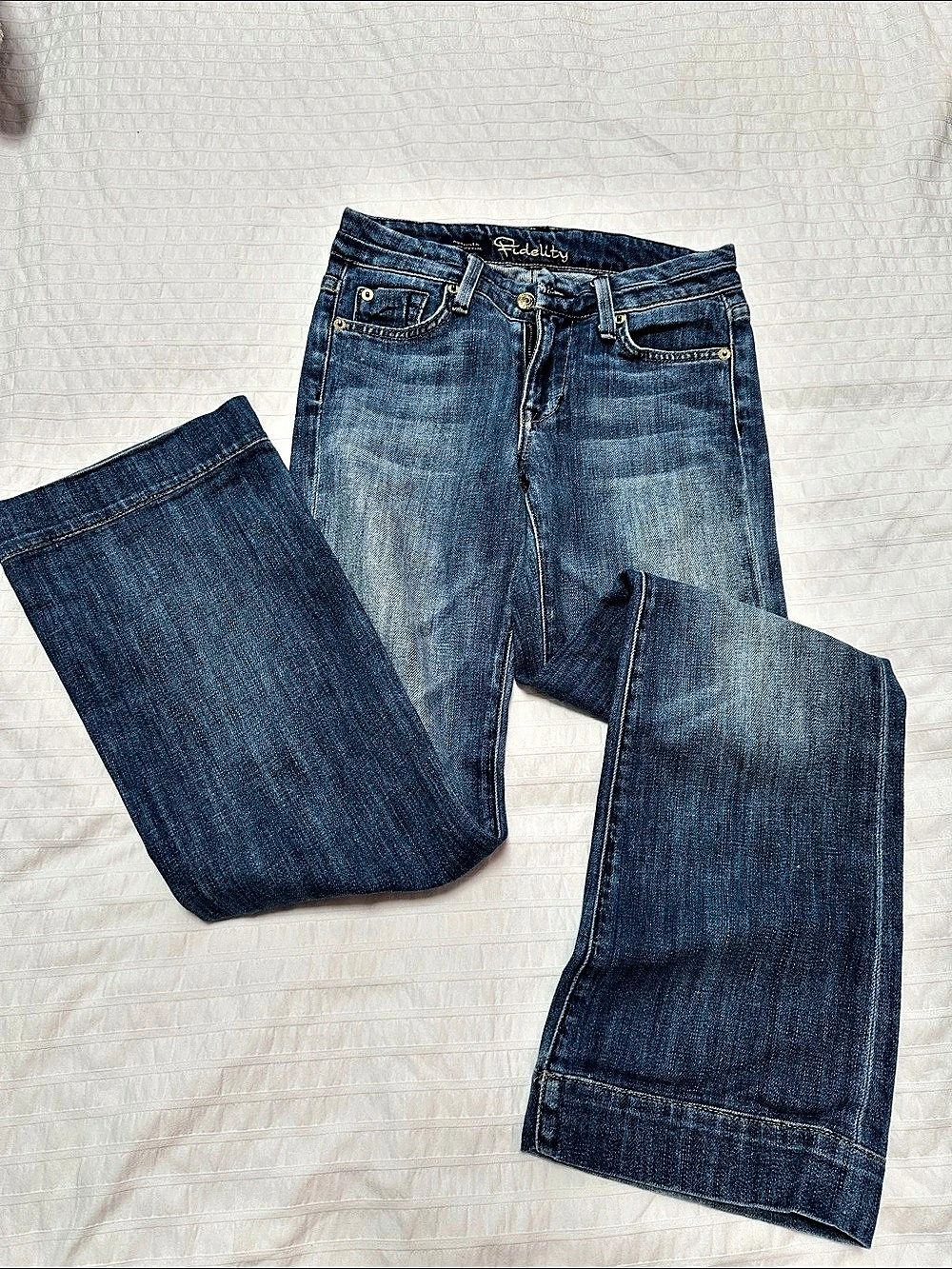 Fidelity Hyacinth Trouser Wide Leg Jeans in Blue Waist 25